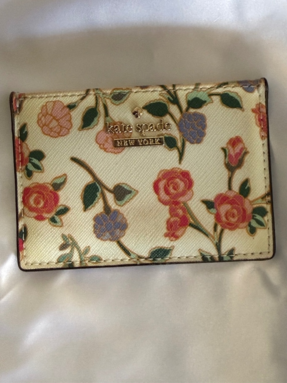 Kate Spade New York Floral Saffiano Slim Card Holder Cream Multi Wallet